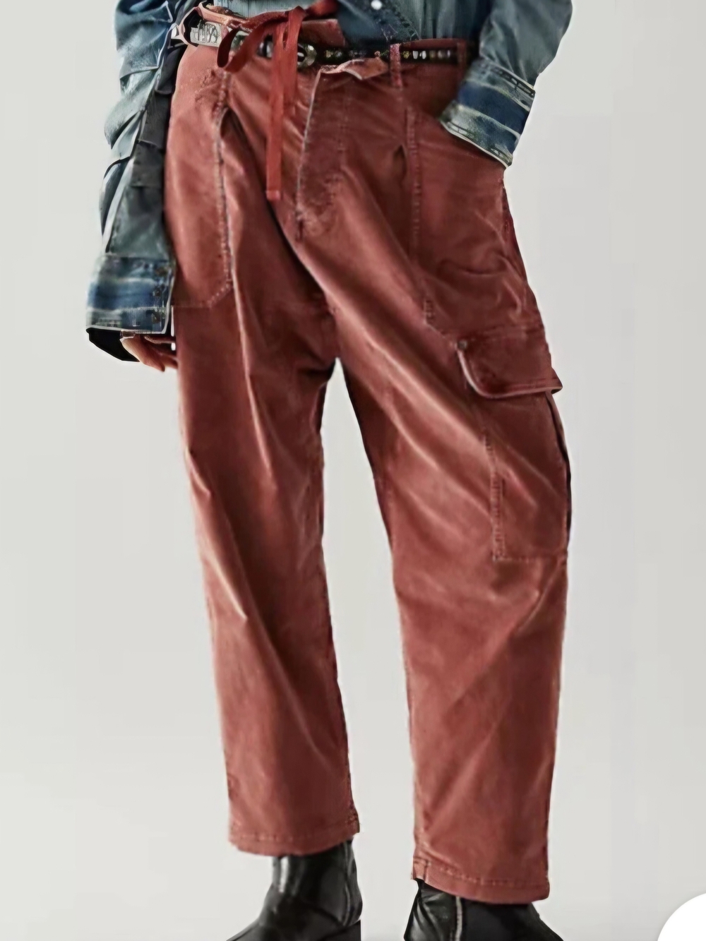 Free People Womens Baggy Cargo Pants in Rust Size Small
